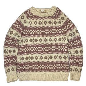Vintage Hand Knitted Pier 1 Imports New Zealand Wool Sweater: Size Large